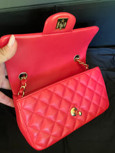 Load image into Gallery viewer, Chanel red/pink mini lambskin, gold hdw
