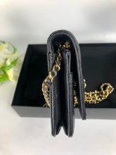 Load image into Gallery viewer, Chanel black caviar wallet on chain (woc), gold hdw
