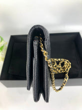 Load image into Gallery viewer, Chanel black caviar wallet on chain (woc), gold hdw
