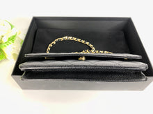 Load image into Gallery viewer, Chanel black caviar wallet on chain (woc), gold hdw
