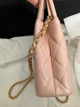 Load image into Gallery viewer, Chanel light pink Kelly Nano, crinkled shiny calfskin with aged gold hdw
