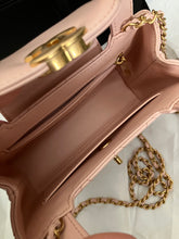 Load image into Gallery viewer, Chanel light pink Kelly Nano, crinkled shiny calfskin with aged gold hdw
