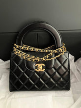 Load image into Gallery viewer, Chanel black Kelly Nano, crinkled shiny calfskin with aged gold hdw
