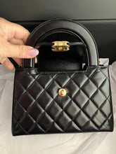 Load image into Gallery viewer, Chanel black Kelly Nano, crinkled shiny calfskin with aged gold hdw
