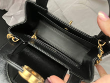 Load image into Gallery viewer, Chanel black Kelly Nano, crinkled shiny calfskin with aged gold hdw
