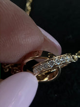 Load image into Gallery viewer, Cartier 18K rose gold double rings love pendant, half-paved diamond

