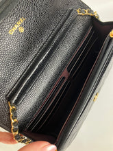 Load image into Gallery viewer, Chanel microchip black caviar (WOC) wallet on chain, with gold hardware
