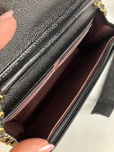 Load image into Gallery viewer, Chanel microchip black caviar (WOC) wallet on chain, with gold hardware
