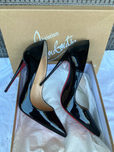Load image into Gallery viewer, Christian Louboutin So Kate 120 black patent heels, size 38
