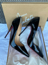Load image into Gallery viewer, Christian Louboutin So Kate 120 black patent heels, size 38
