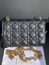 Load image into Gallery viewer, Dior black dioraddict flap with gold hdw, removable chain
