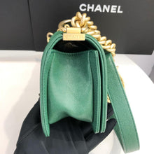 Load image into Gallery viewer, Chanel green small caviar boy, aged gold hdw
