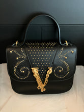Load image into Gallery viewer, Versace black top handle bag, with adjustable strap
