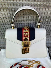 Load image into Gallery viewer, Gucci Mini Sylvie bag, white calfskin leather gold hardware

