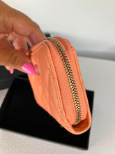 Load image into Gallery viewer, Chanel 2023 peach lambskin coin purse, card holder. Light gold hdw
