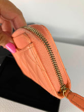 Load image into Gallery viewer, Chanel 2023 peach lambskin coin purse, card holder. Light gold hdw
