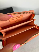 Load image into Gallery viewer, Chanel 2023 peach lambskin coin purse, card holder. Light gold hdw

