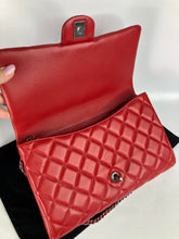 Load image into Gallery viewer, Chanel red lambskin clutch with chain, ruthenium hdw
