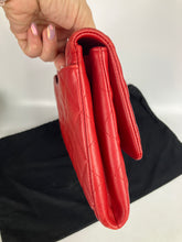 Load image into Gallery viewer, Chanel red lambskin clutch with chain, ruthenium hdw
