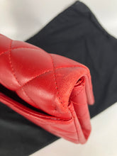 Load image into Gallery viewer, Chanel red lambskin clutch with chain, ruthenium hdw
