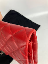 Load image into Gallery viewer, Chanel red lambskin clutch with chain, ruthenium hdw
