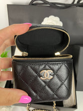 Load image into Gallery viewer, Chanel 22C black caviar mini vanity with light gold hdw.

