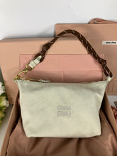 Load image into Gallery viewer, Miu Miu white cotton Gabardine fabirc pouch bag
