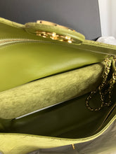 Load image into Gallery viewer, Rare Chanel Maxi Suede green flap, with light gold hdw. (32cm)
