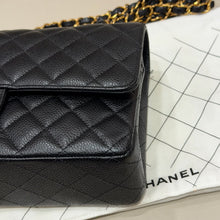 Load image into Gallery viewer, Chanel black caviar medium classic flap, gold hdw microchip

