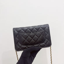 Load image into Gallery viewer, Chanel microchip black caviar WOC, wallet on chain, with gold hardware
