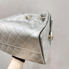Load image into Gallery viewer, Chanel 25 small in silver caviar, aged gold hdw
