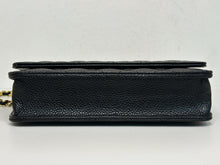 Load image into Gallery viewer, Chanel black caviar microchip woc (wallet on chain) with gold hdw
