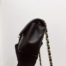 Load image into Gallery viewer, Chanel black mini calfskin chevron, with gold hdw
