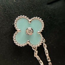Load image into Gallery viewer, Van Cleef &amp; Arpels 2022 light green celadon porcelain vintage Alhambra diamond holiday pendant necklace (VCA)
