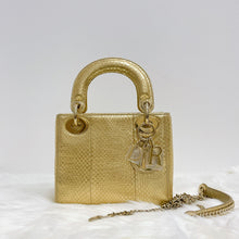 Load image into Gallery viewer, Lady Dior gold snakeskin mini, gold hdw
