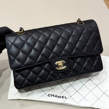 Load image into Gallery viewer, Chanel black caviar medium classic flap, gold hdw microchip
