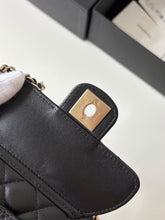 Load image into Gallery viewer, Chanel mini black heart bag (clutch with chain), light gold hdw
