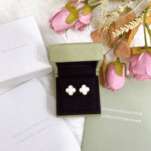 Load image into Gallery viewer, Van Cleef &amp; (VCA) white mother of pearl 18k gold vintage Alhambra earrings

