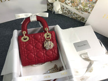 Load image into Gallery viewer, Lady Dior mini red with gold hardware
