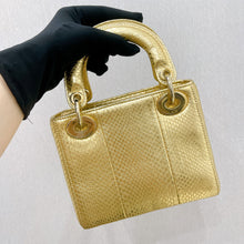 Load image into Gallery viewer, Lady Dior gold snakeskin mini, gold hdw
