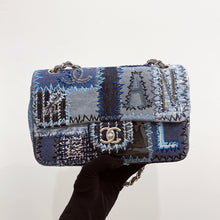 Load image into Gallery viewer, Chanel denim patchwork bag medium with silver hdw
