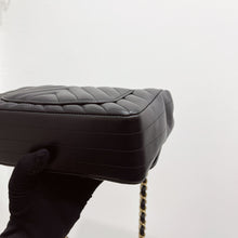 Load image into Gallery viewer, Chanel black mini calfskin chevron, with gold hdw
