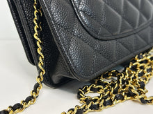 Load image into Gallery viewer, Chanel black caviar microchip woc (wallet on chain) with gold hdw
