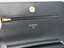 Load image into Gallery viewer, Chanel black caviar microchip woc (wallet on chain) with gold hdw
