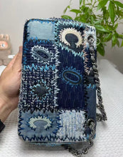 Load image into Gallery viewer, Very Rare Chanel denim patchwork bag medium with silver hdw
