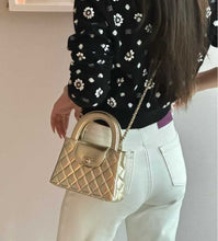 Load image into Gallery viewer, Chanel gold Kelly shopper nano (larger size) in shiny gold calfskin, gold hdw
