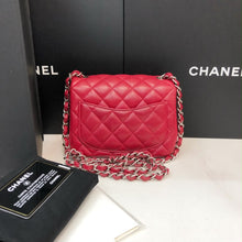 Load image into Gallery viewer, Chanel 26 series red caviar mini square, silver hardware
