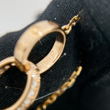 Load image into Gallery viewer, Cartier 18K rose gold double rings love pendant, half-paved diamond
