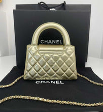 Load image into Gallery viewer, Chanel gold Kelly shopper nano (larger size) in shiny gold calfskin, gold hdw
