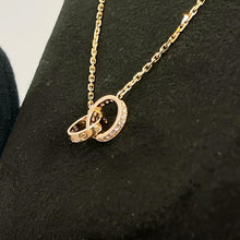 Load image into Gallery viewer, Cartier 18K rose gold double rings love pendant, half-paved diamond
